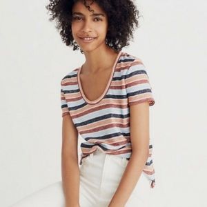 Madewell Alto Scoop Tee in Colborne Stripe, XS